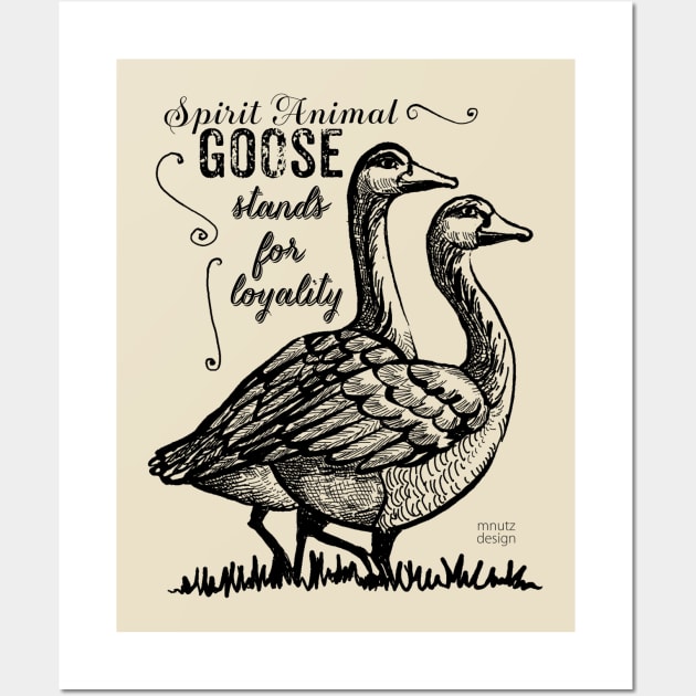 Spirit animal - Goose - black Wall Art by mnutz